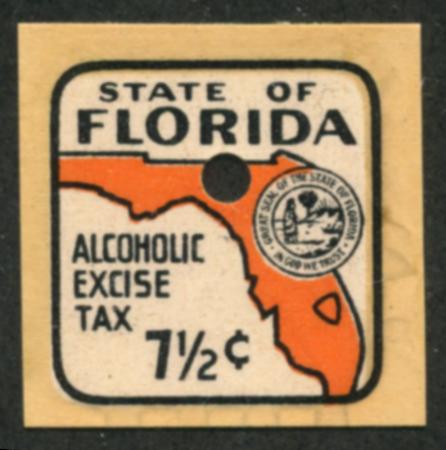Florida Liquor Tax Stamp, FL L26S punched Specimen, VF